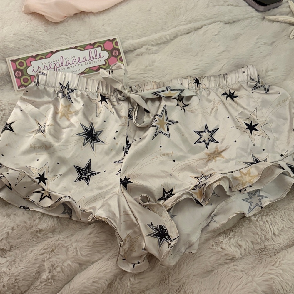 Victoria's Secret Starry High Waist Shorts - Cream and Black